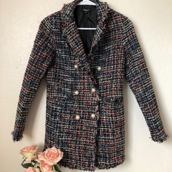 Hancy Jackets & Blazers - Hancy Multi-Color Button Up Tweed Jacket, NWOT